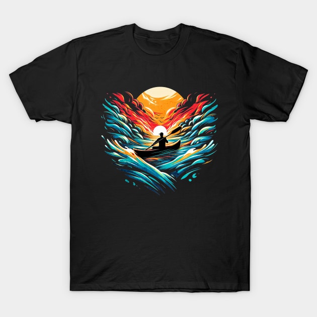 Retro Kayaking Vintage Design T-Shirt by Miami Neon Designs